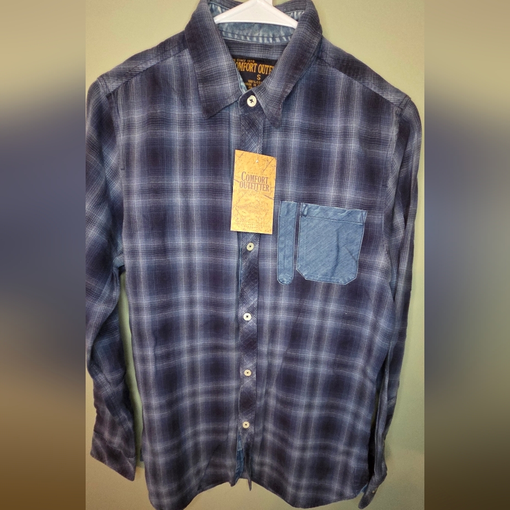 Comfort Outfitter Blue Plaid Button-Up Shirt – Size S – NWT